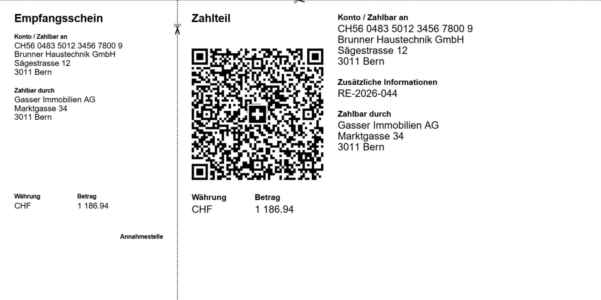 PDF mit Swiss QR-Rechnung